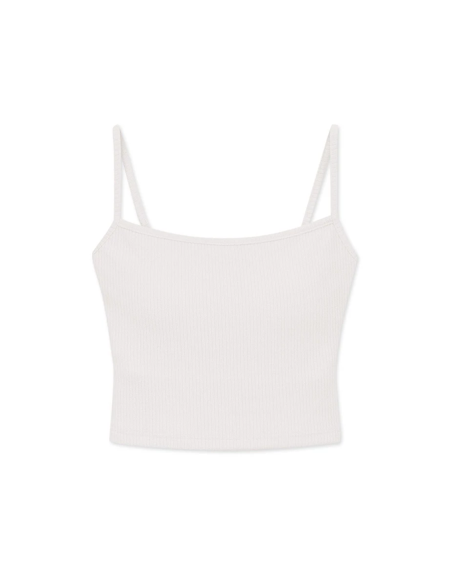 平口針織細肩背心(附胸墊)