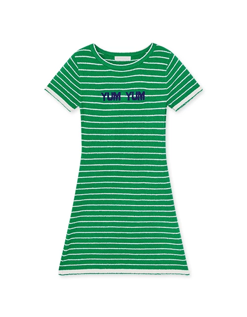 字母毛巾布包臀短洋裝