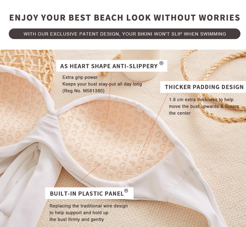 【KAREN's Design】 Multi Way Thick Strap Puffy Sleeve Knit Bikini Top (PUSH UP)