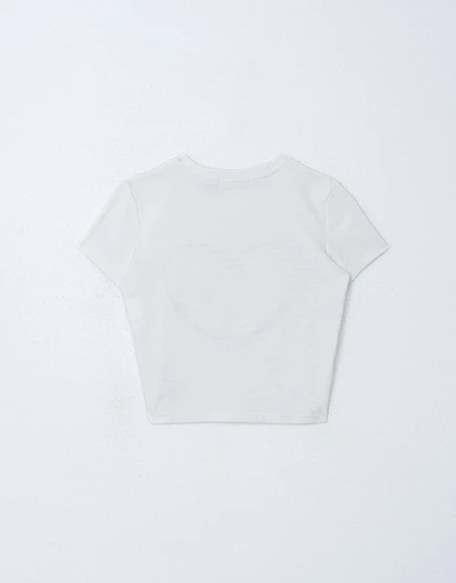 Lace Trim Heart Letter Tee