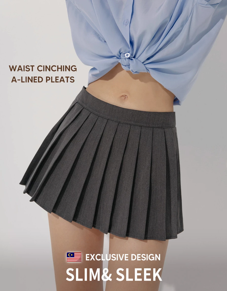 Mini SKORT Preppy High Waisted Pleated Mini Skirt With Inner Shorts Mini SKORT Preppy High Waisted Pleated Mini Skirt With Inner Shorts