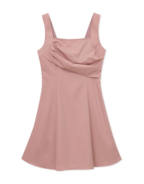 Asymmetric Ruched Wide-Shoulder Mini Dress