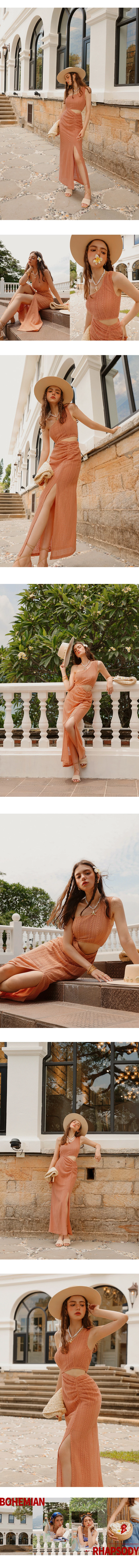 One Shoulder Hollow Jacquard Side Slit Maxi Dress One Shoulder Hollow Jacquard Side Slit Maxi Dress