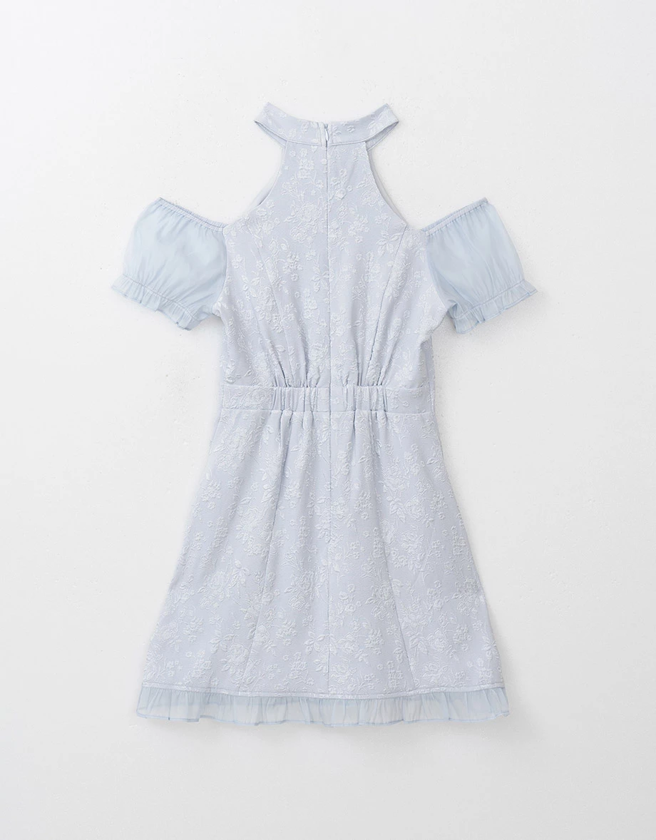 Qipao DRESS Pearl Embellished Cut Out Shoulder Cheongsam Mini Dress Qipao DRESS Pearl Embellished Cut Out Shoulder Cheongsam Mini Dress