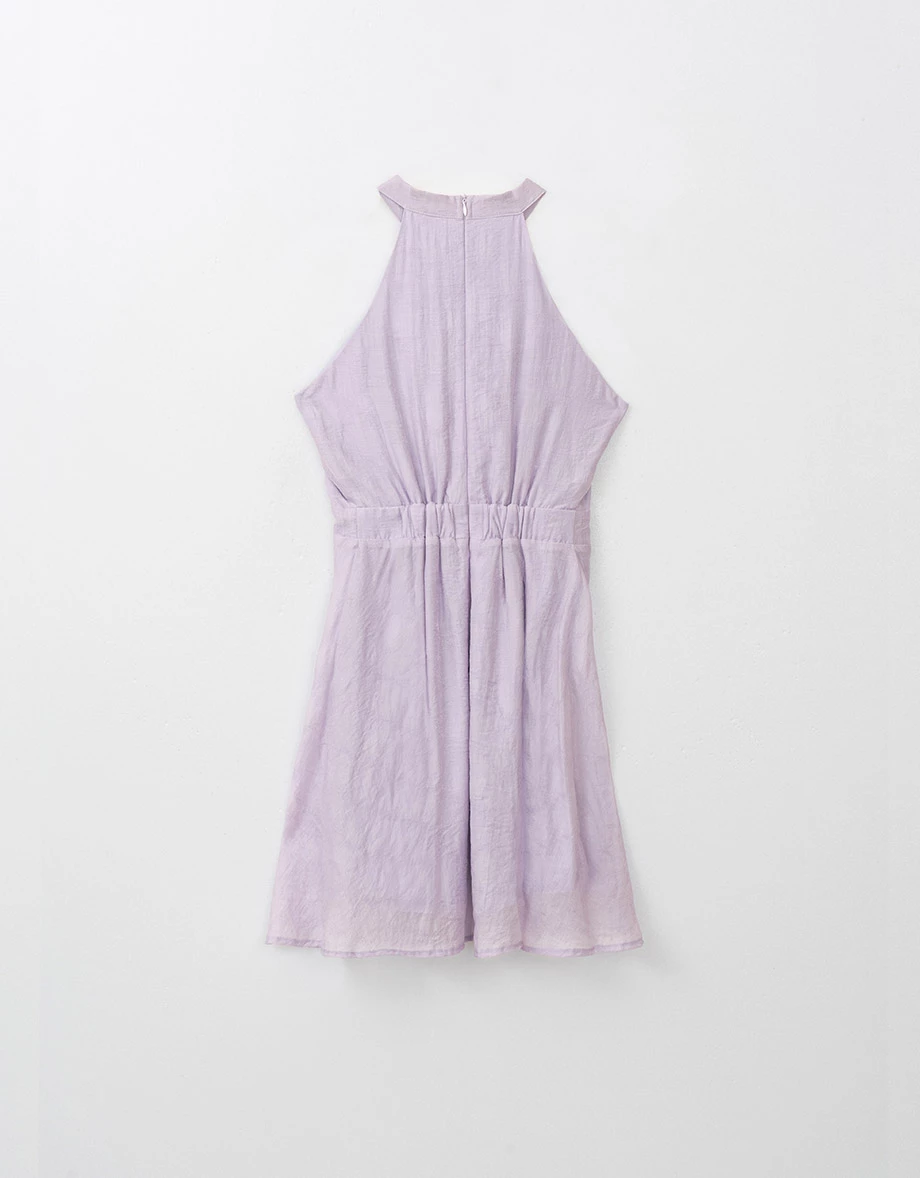 Qipao DRESS Halter Neck Modern Cheongsam Mini Dress with Pearls and Embroidery