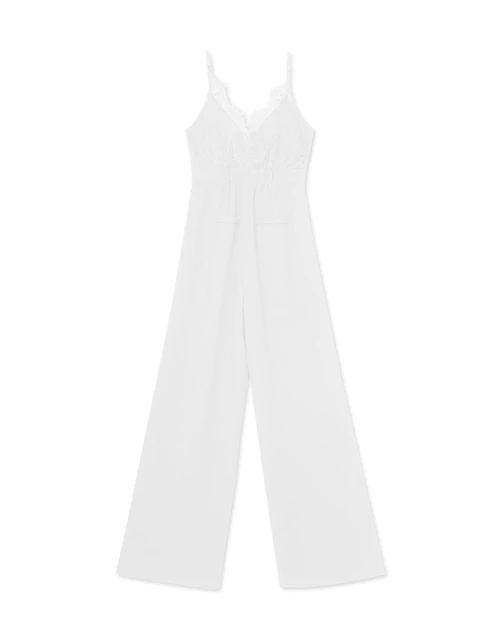 法式睫毛蕾絲連身長褲(附胸墊)