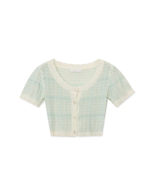 Tweed Plaid Trim Knit Top Tweed Plaid Trim Knit Top