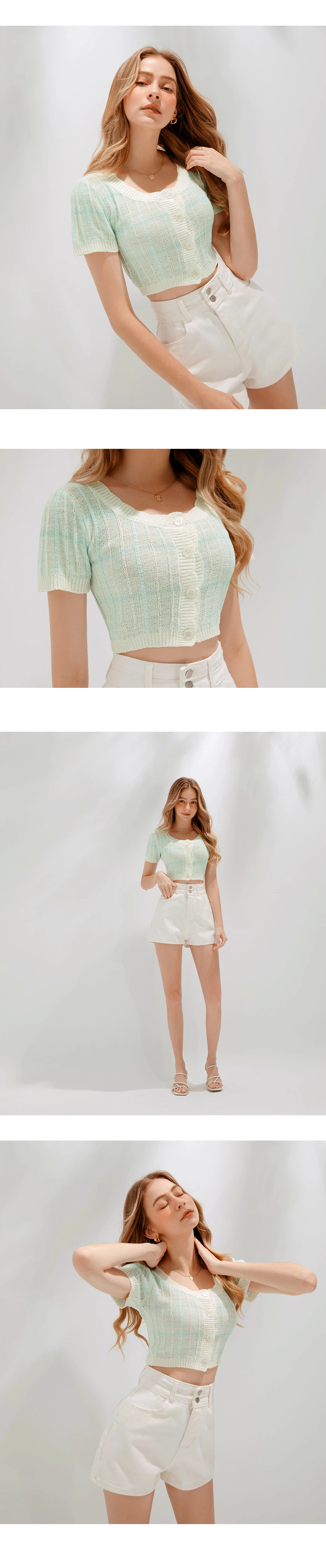 Tweed Plaid Trim Knit Top Tweed Plaid Trim Knit Top