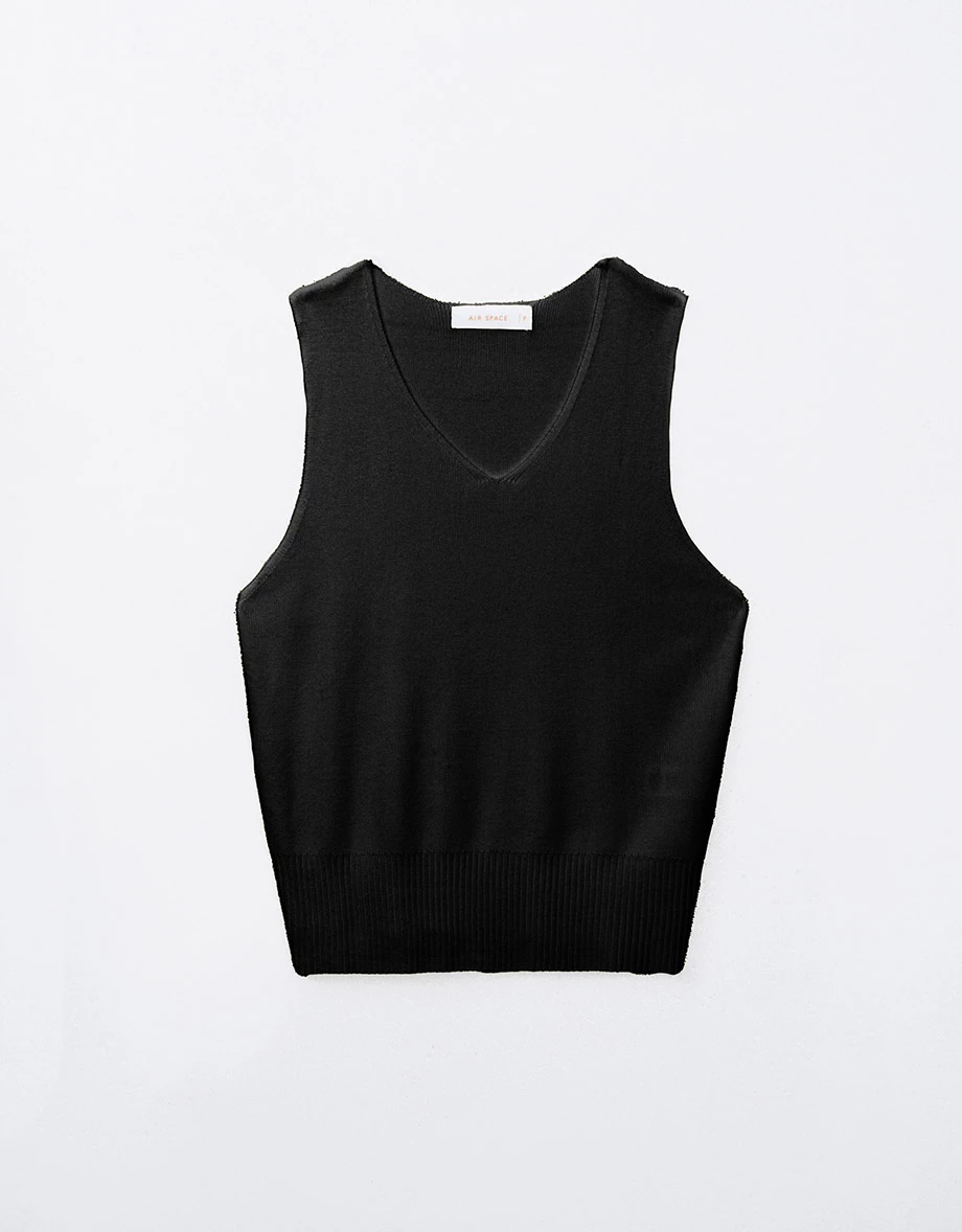 V Neck Lightweight Striped Knit Tank Top