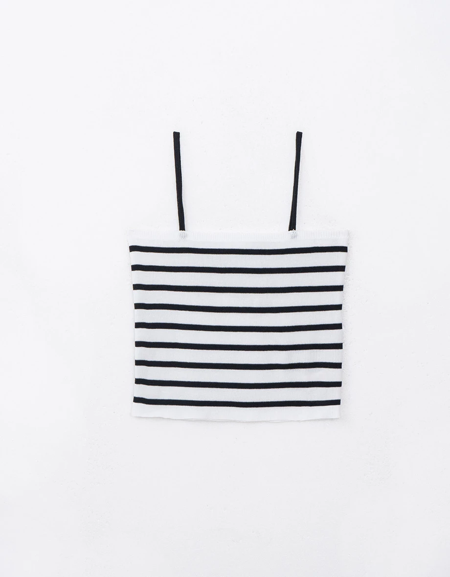 Striped Knit Cropped Cami Top Striped Knit Cropped Cami Top
