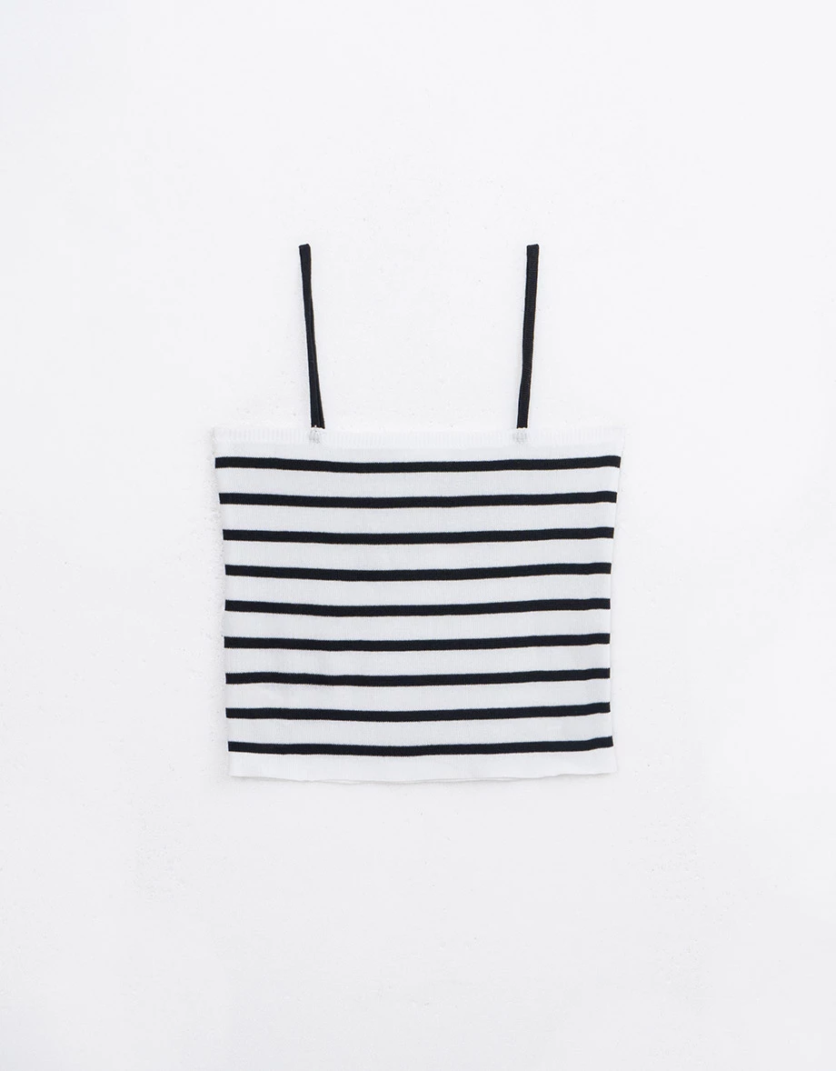 Striped Knit Crop Cami Top