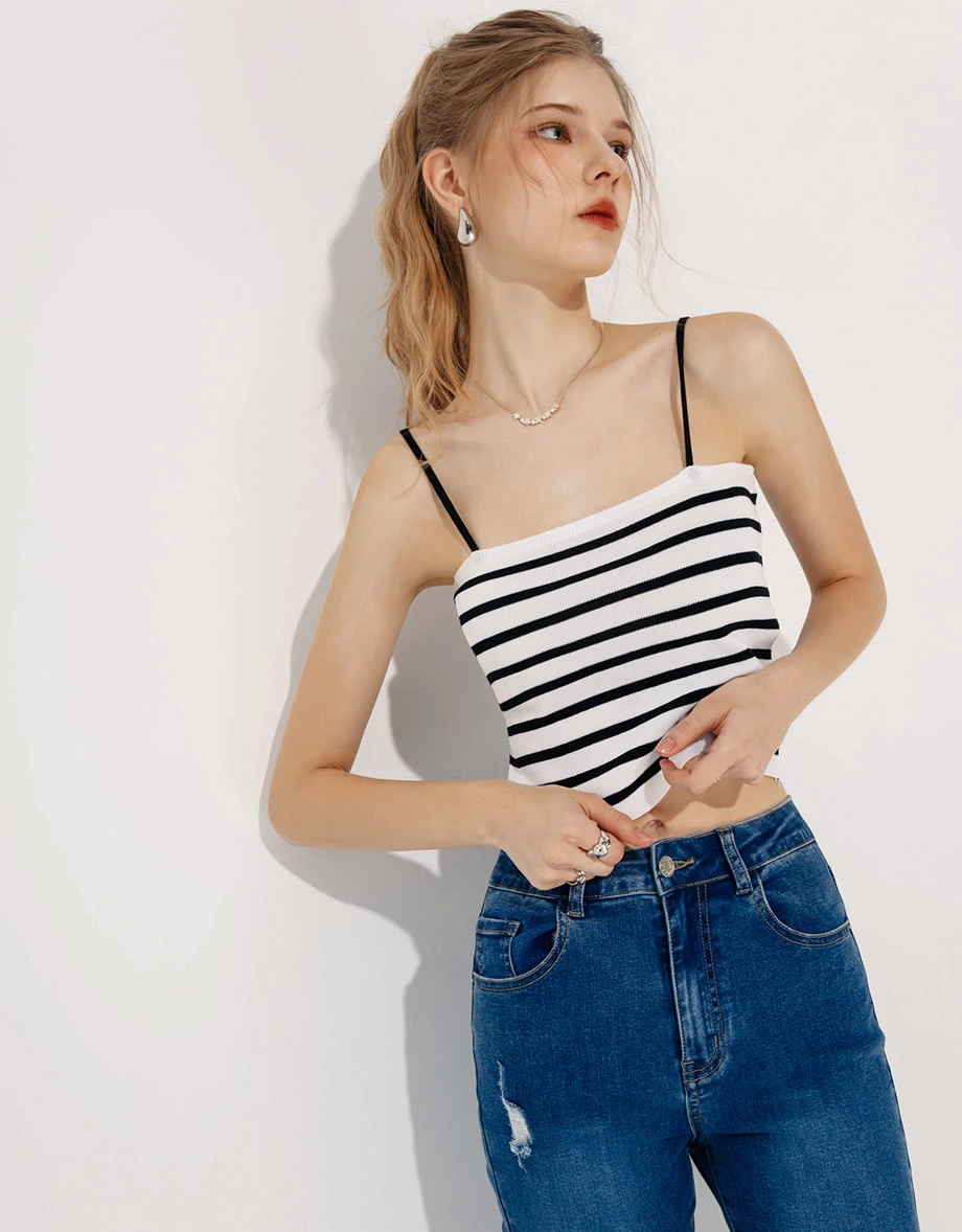 Striped Knit Crop Cami Top