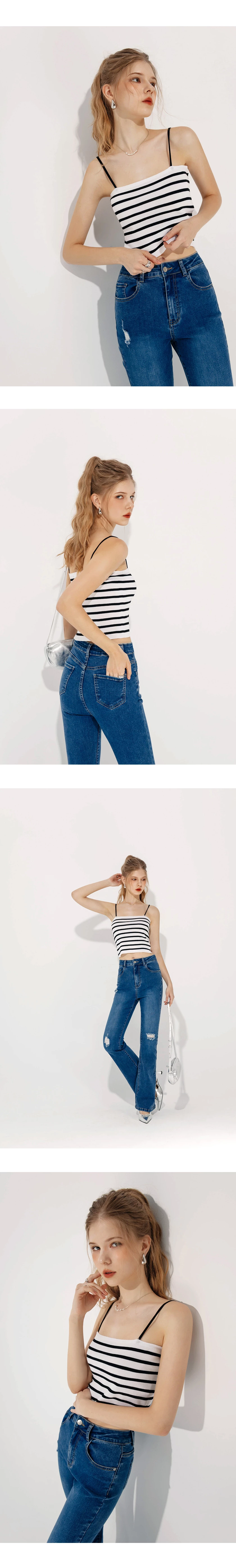 Striped Knit Crop Cami Top