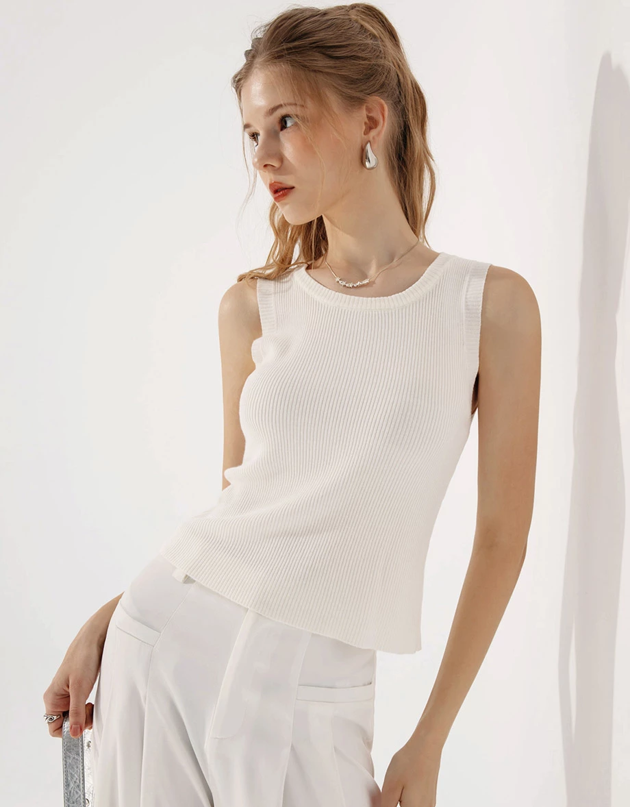 圓領羅紋針織背心