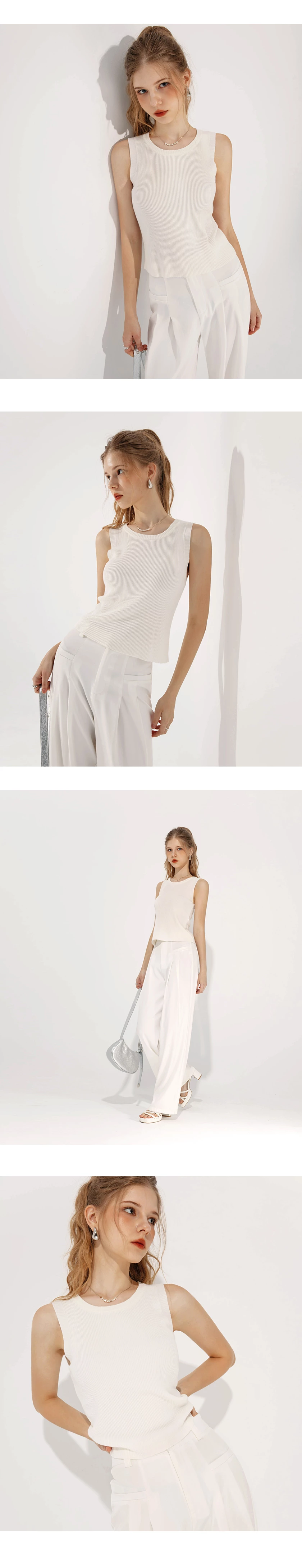 Round Neck Ribbed Knit Tank Top Round Neck Ribbed Knit Tank Top