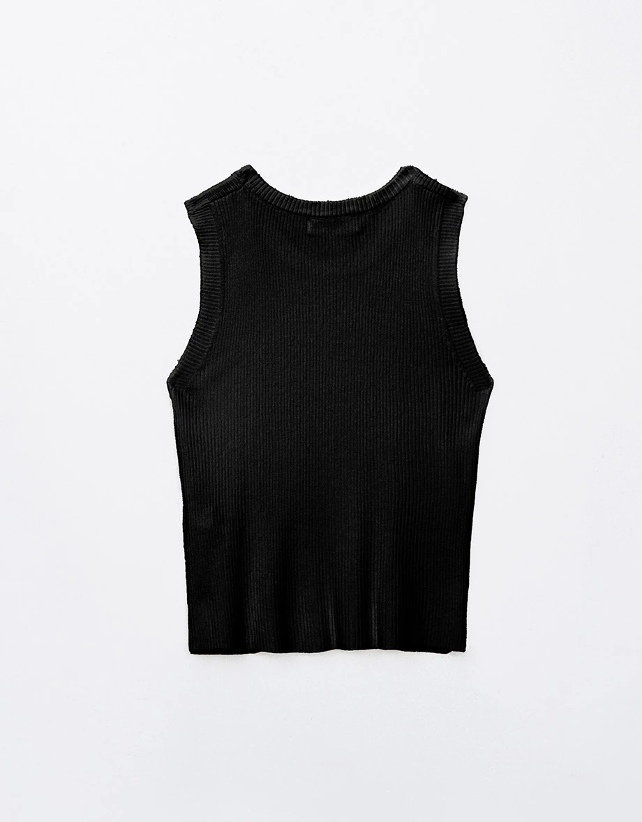 Round Neck Ribbed Knit Tank Top Round Neck Ribbed Knit Tank Top