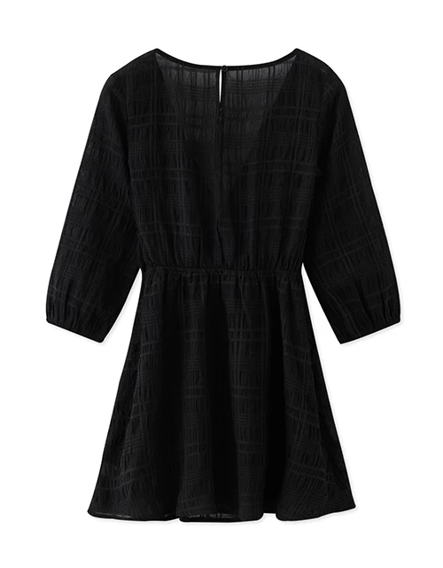 【Beach Cover】Grid Sheer Hollow Bikini Cover Up Mini Dress 【Beach Cover】Grid Sheer Hollow Bikini Cover Up Mini Dress