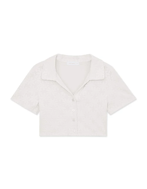 花瓣壓紋外搭開領襯衫