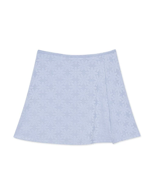 花瓣壓紋外搭開衩短裙