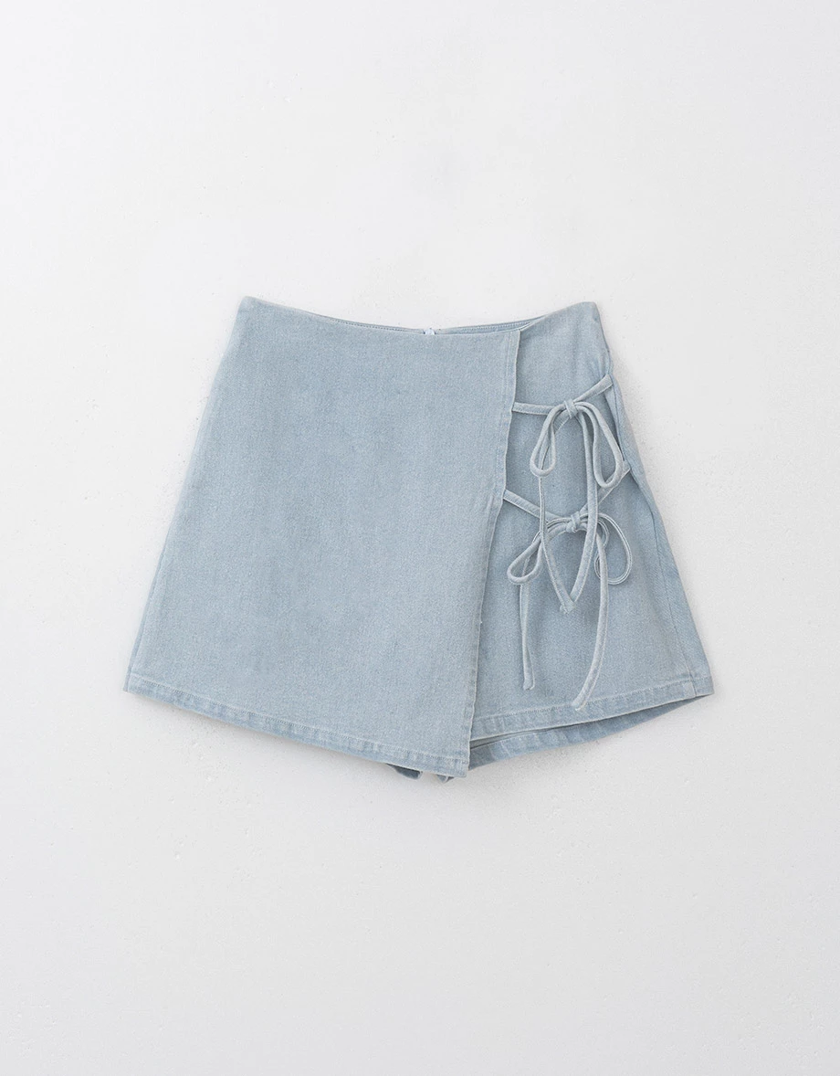 經典側綁帶牛仔新中式旗袍​褲裙