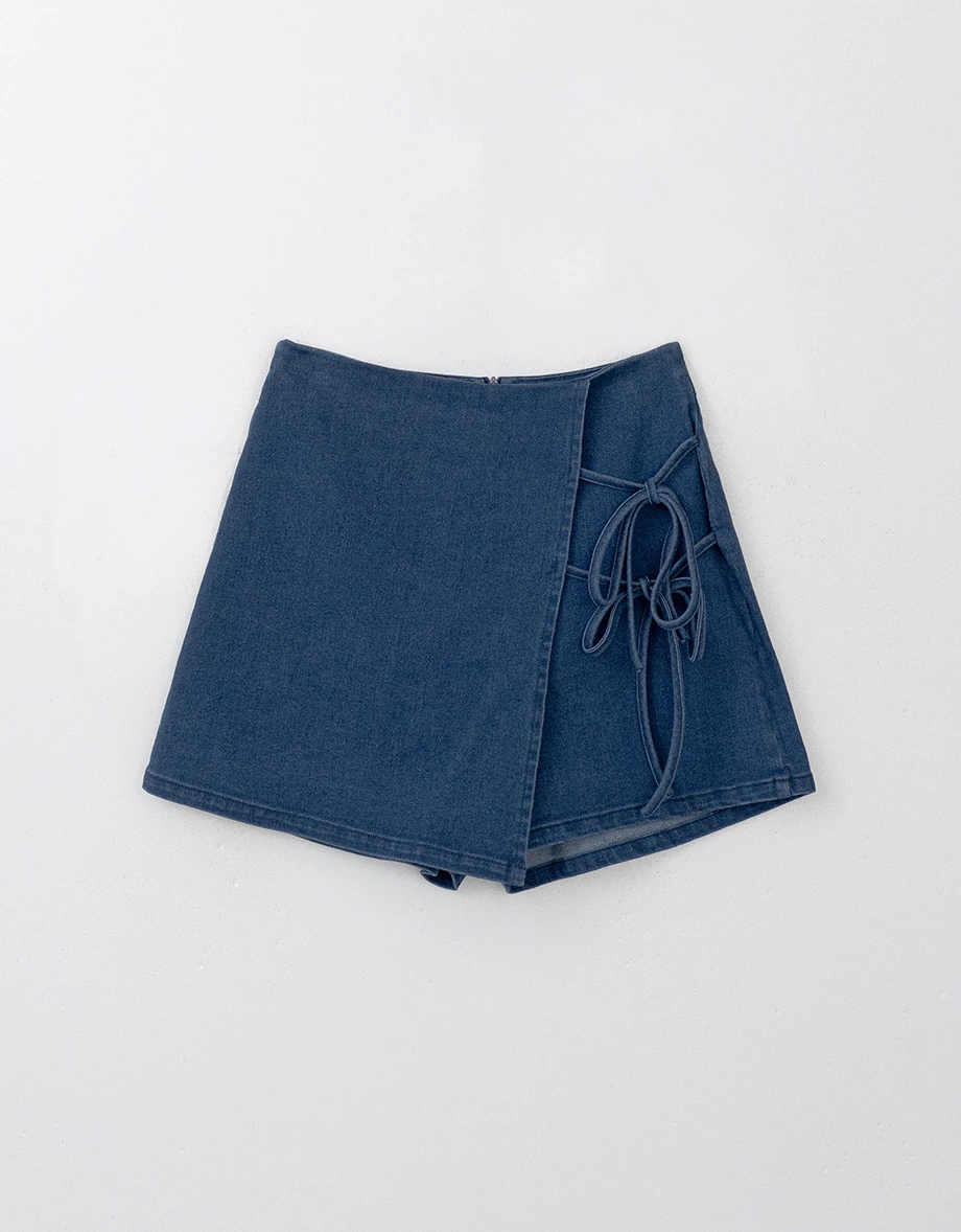 經典側綁帶牛仔新中式旗袍​褲裙