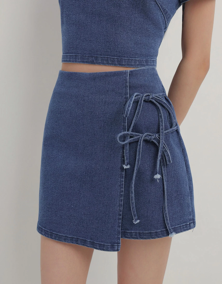 Denim Family CNY Womens SKORT Qipao Skirt with Inner Shorts Denim Jeans Cheongsam Denim Family CNY Womens SKORT Qipao Skirt with Inner Shorts Denim Jeans Cheongsam