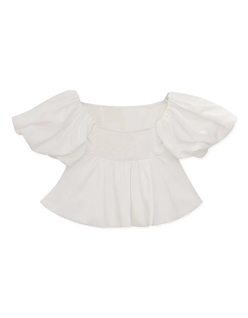 蓬鬆感方領氣球袖上衣