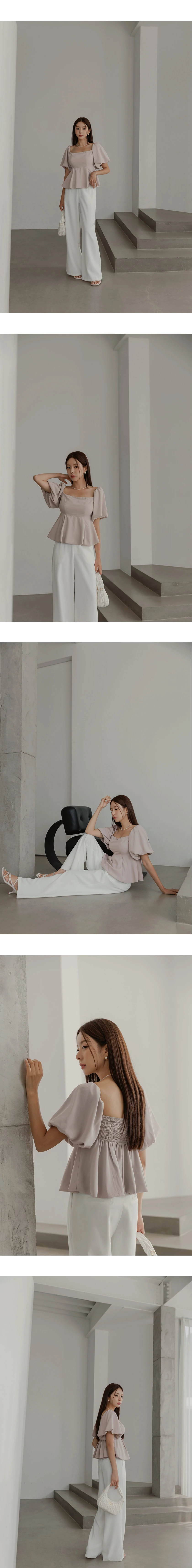 蓬鬆感方領氣球袖上衣