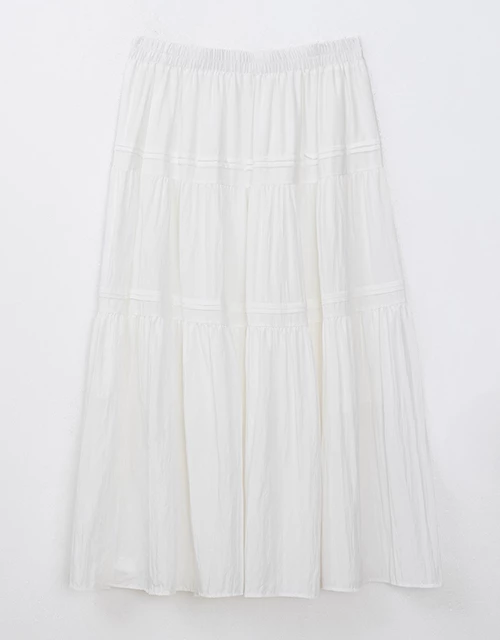 High Waist Plain Ruffled Hem Maxi Skirt High Waist Plain Ruffled Hem Maxi Skirt