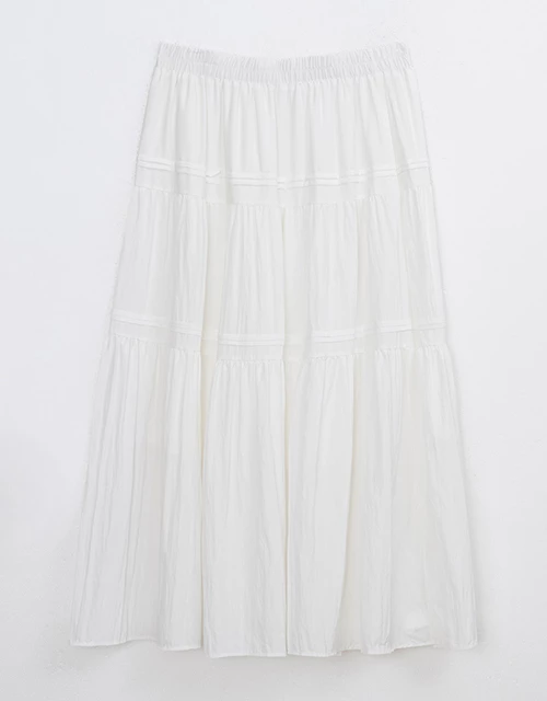 High Waist Plain Ruffled Hem Maxi Skirt High Waist Plain Ruffled Hem Maxi Skirt