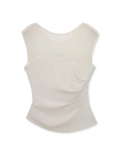 French Style Sheer Scrunch Padded Vest