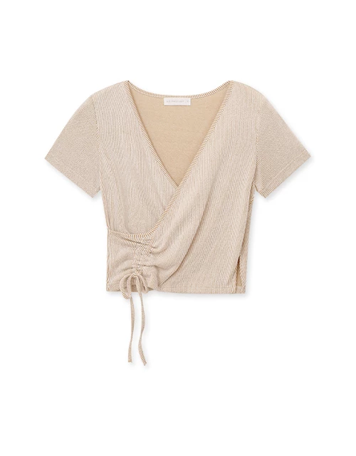 V Neck Side Drawstring Ribbed Top V Neck Side Drawstring Ribbed Top