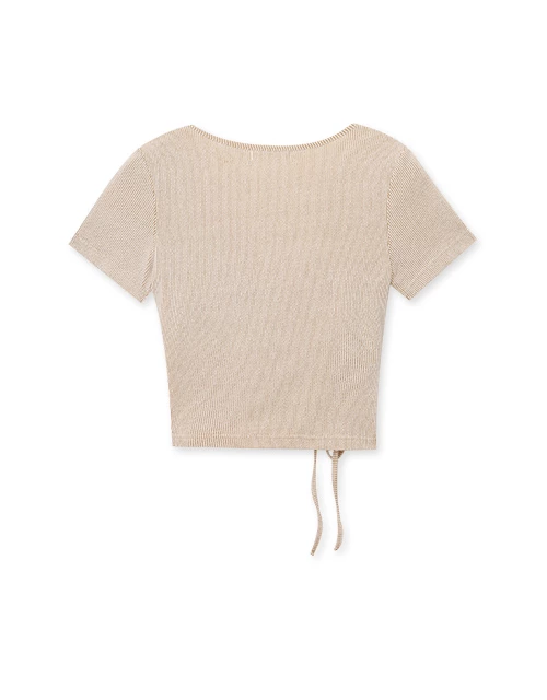 V Neck Side Drawstring Ribbed Top V Neck Side Drawstring Ribbed Top