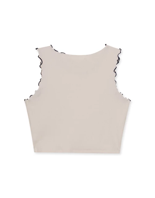 Ruffled Edge Ribbed Tank Top