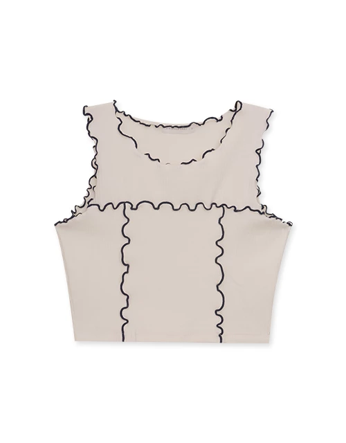 Ruffled Edge Ribbed Tank Top