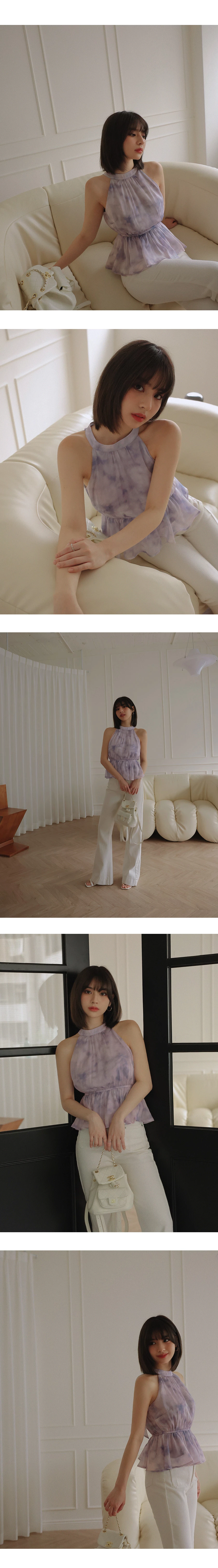 花柄フレアノースリーブトップス 花柄フレアノースリーブトップス