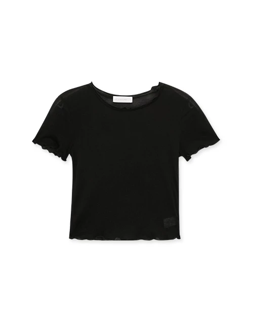 微透肌木耳捲短袖上衣