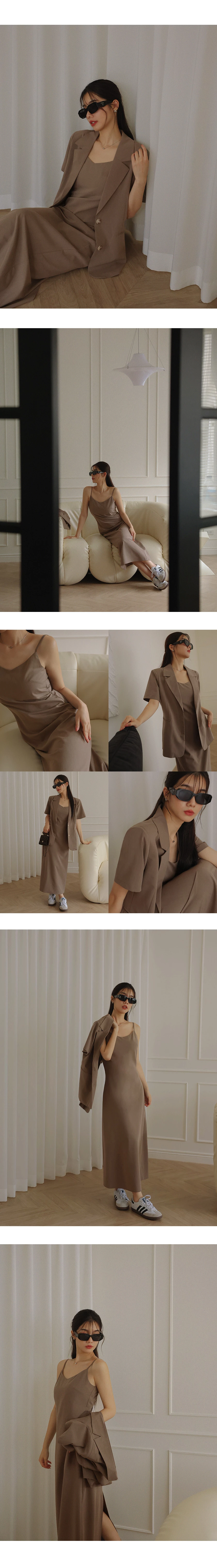 UV Skin Protection Cinched Waist Suit Maxi Dress