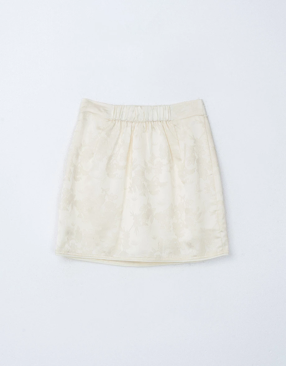 Qipao SKORT Bottom Satin Cheongsam Mini Short Skirt With Golden Clasps( Underpants & Elastic Waistline)