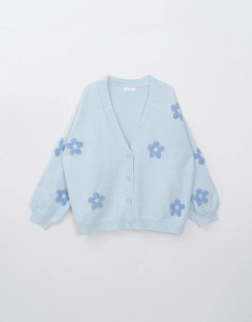 Casual Flower Knit Sweater Cardigan Casual Flower Knit Sweater Cardigan