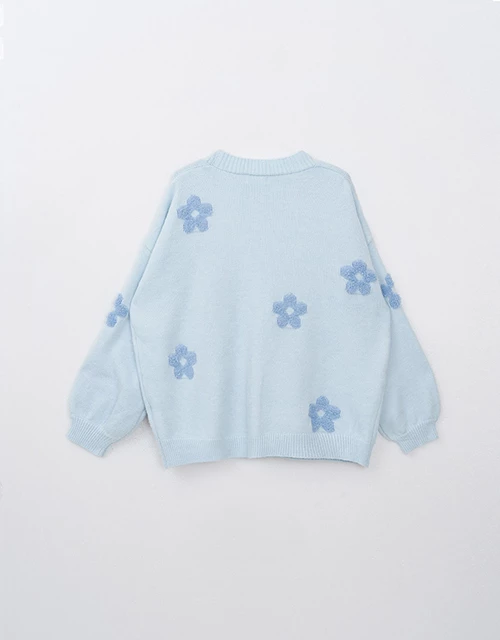 Casual Flower Knit Sweater Cardigan Casual Flower Knit Sweater Cardigan