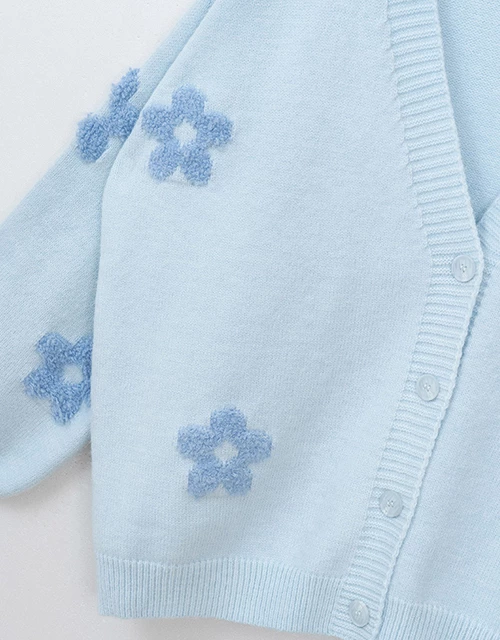 Casual Flower Knit Sweater Cardigan Casual Flower Knit Sweater Cardigan