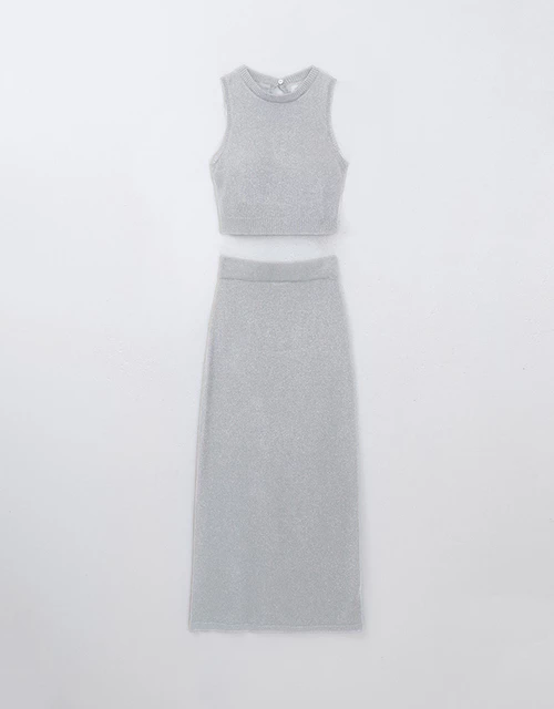 細閃金蔥背心長裙套裝(附胸墊)