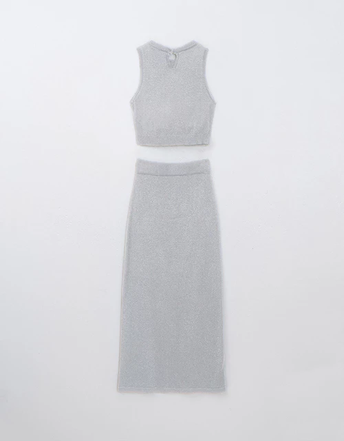 細閃金蔥背心長裙套裝(附胸墊)