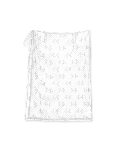 蝴蝶結透紗綁帶半身裙簾