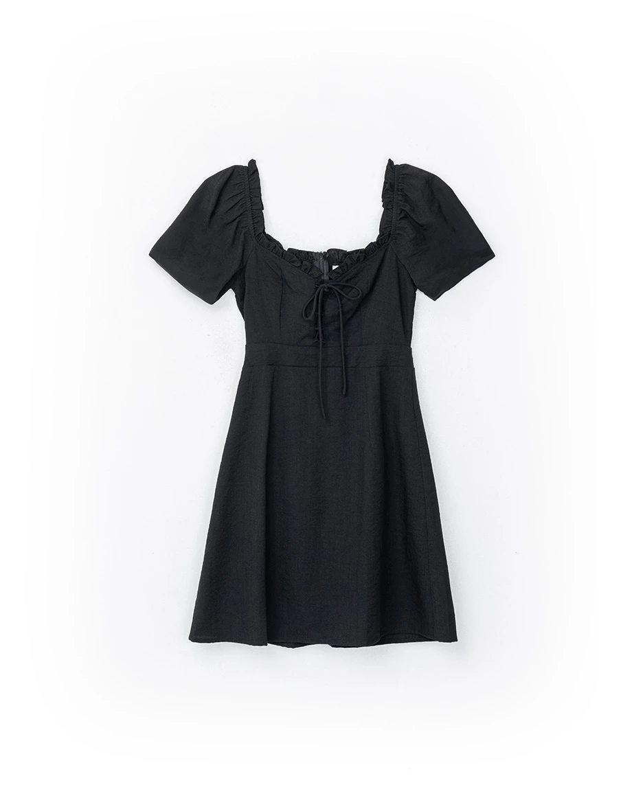 Corset Lace Up Puff Sleeve Mini Dress