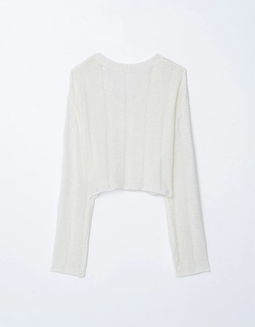 個性刷破透膚針織上衣