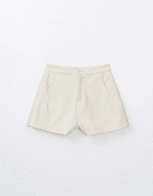 Minimalist Solid Wool Shorts With Pockets