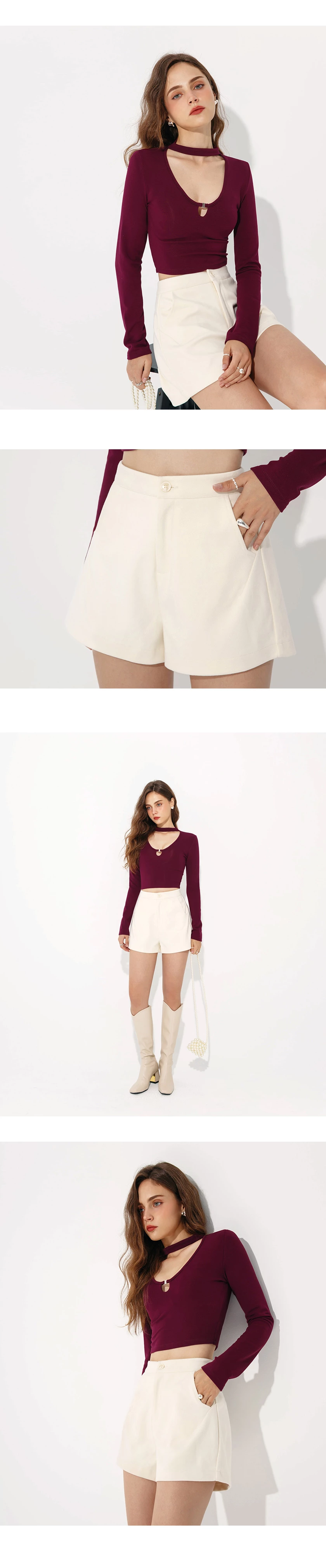 Minimalist Solid Wool Shorts With Pockets