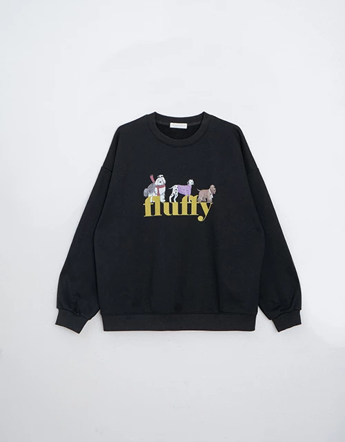 內刷毛手繪狗狗大學TEE